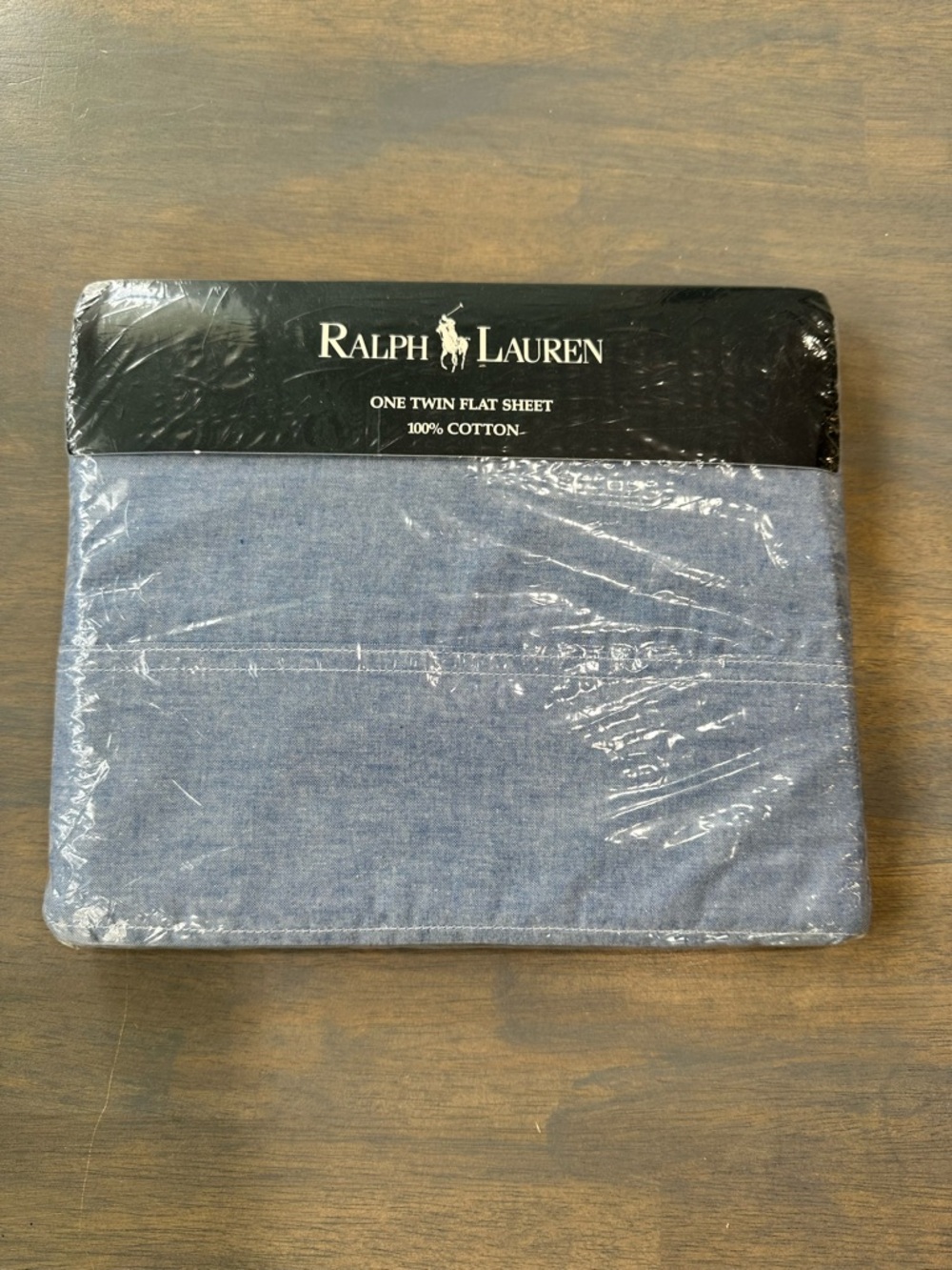 NEW Ralph Lauren Chambray Blue Twin Flat Cotton Sheet NOS